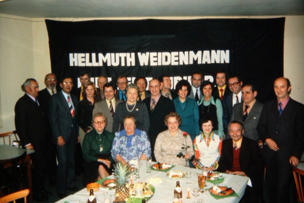 Ehrung der Mitarbeiter in der ehemaligen Kleiderfabrik Weidenmann