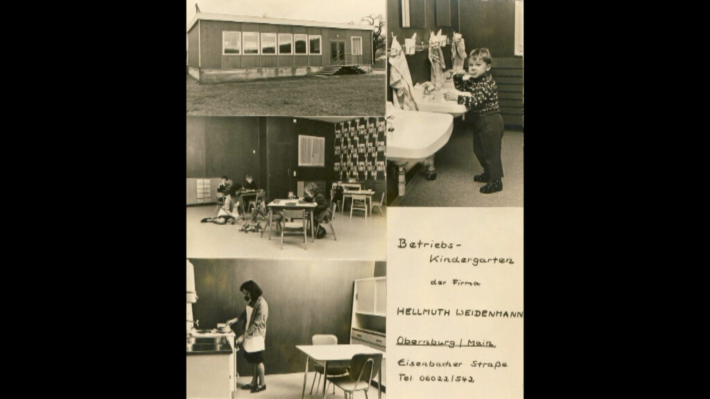 Werbung für den Betriebskindergarten der ehemaligen Kleiderfabrik Weidenmann